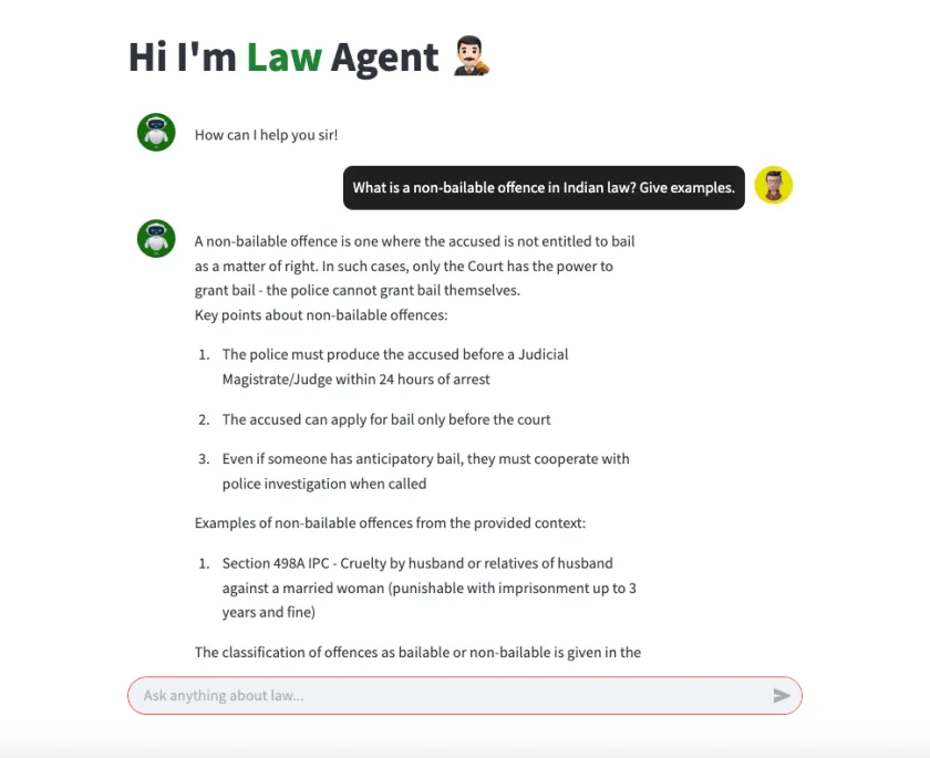 Law Agent ChatBot interface