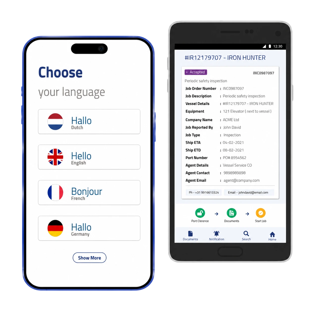 Language and Invoice Screen
