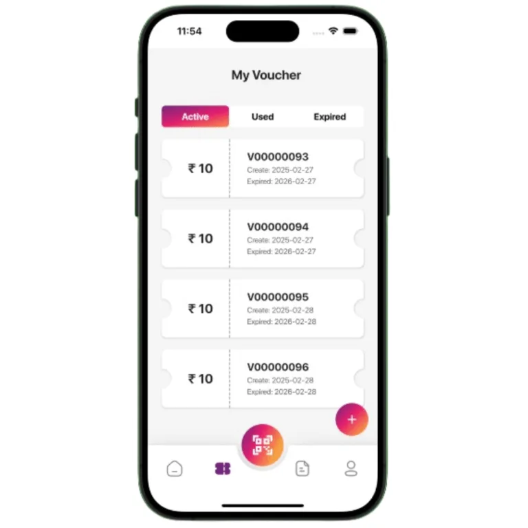 NovaEarn My Vouchers Screen