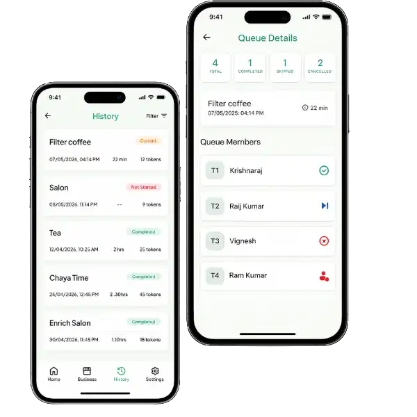 QZY App History and Queue Details for Admin